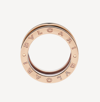[Vellora Opalyn]ZERO 1 TWO-BAND WITH MATTE BLACK CERAMIC PINK GOLD RING
