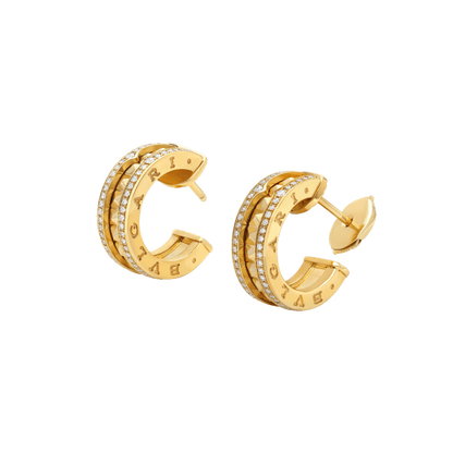 [Vellora Opalyn]ZERO 1 ROCK GOLD EARRINGS WITH STUDDED SPIRAL AND PAVED DIAMONDS