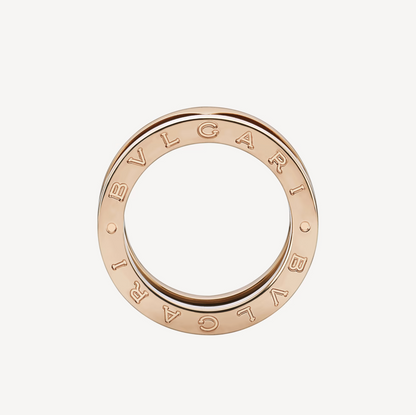 [Vellora Opalyn]ZERO 1 TWO-BAND LOOPS AND BLACK CERAMIC PINK GOLD RING