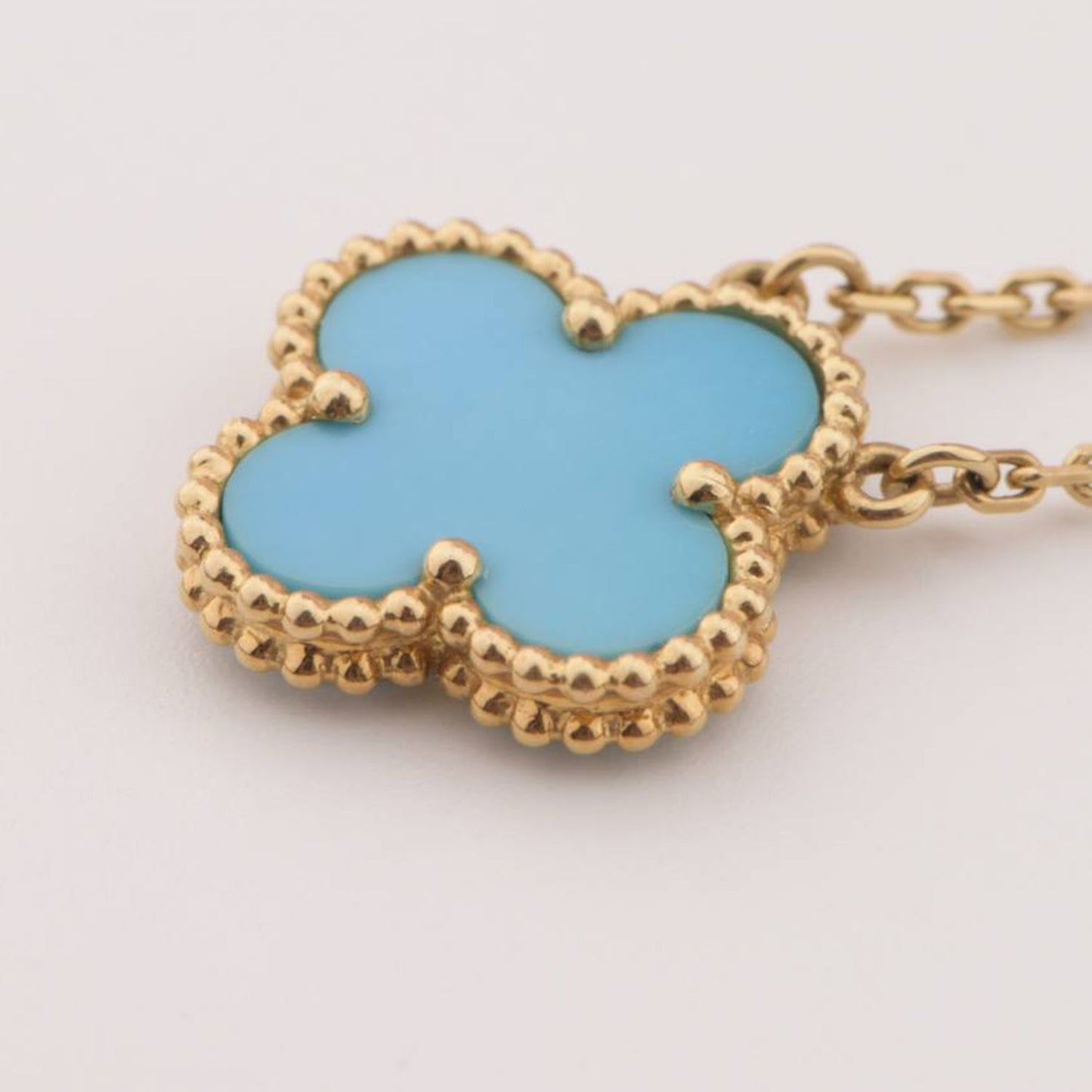 [Vellora Opalyn]CLOVER 15MM VINTAGE TURQUOISE NECKLACE