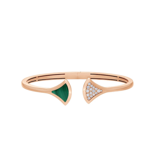 [Vellora Opalyn]DREAM BRACELET OPEN MALACHITE PINK GOLD