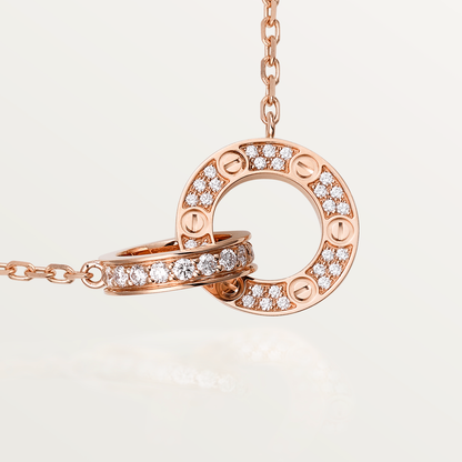 [Vellora Opalyn]LOVE 7.6MM NECKLACE ROSE GOLD AND SILVER  FULL DIAMOND
