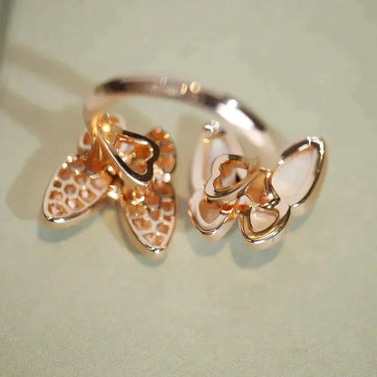 [Vellora Opalyn]TWIN BUTTERFLY DIAMOND MOP RING