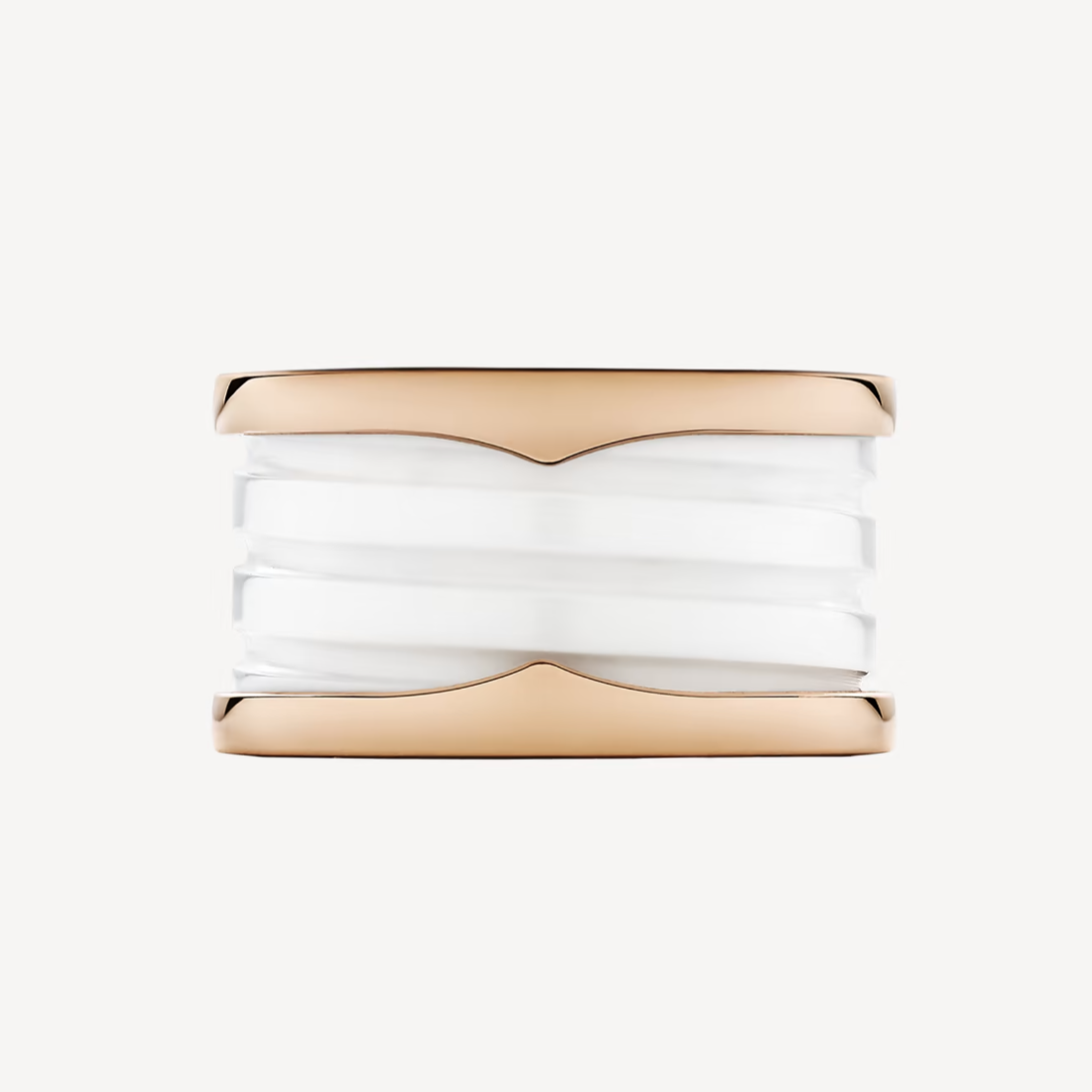 [Vellora Opalyn]ZERO 1 FOUR-BAND LOOPS AND WHITE CERAMIC SPIRAL PINK GOLD RING