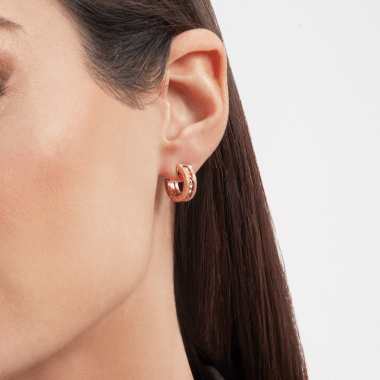 [Vellora Opalyn]ZERO 1 ROCK GOLD EARRINGS WITH STUDDED SPIRAL AND PAVED DIAMONDS