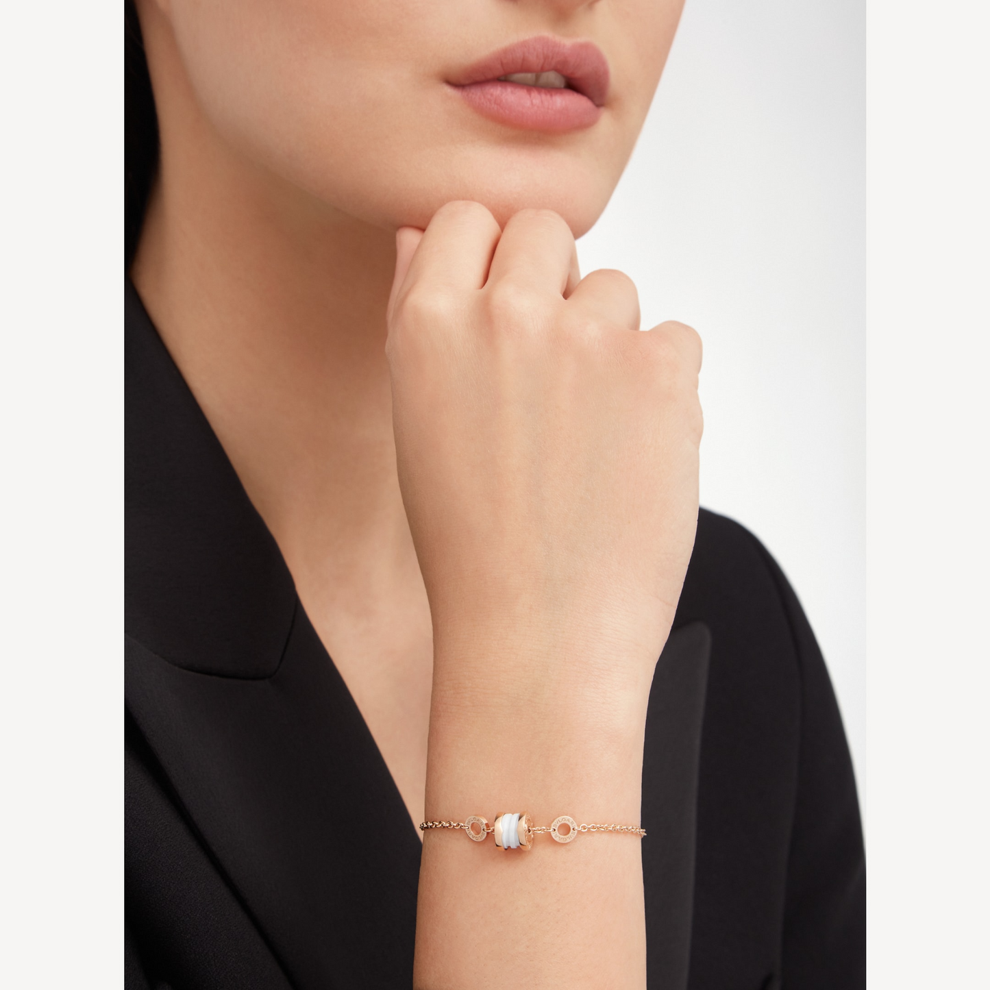 [Vellora Opalyn]ZERO 1 SOFT PINK GOLD AND WHITE CERAMIC BRACELET