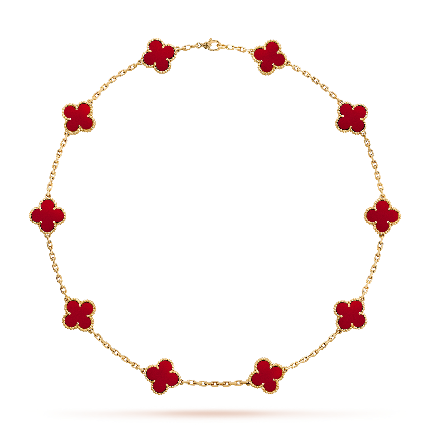 [Vellora Opalyn]CLOVER 10 MOTIFS CARNELIAN NECKLACE
