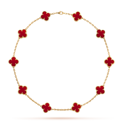 [Vellora Opalyn]CLOVER 10 MOTIFS CARNELIAN NECKLACE