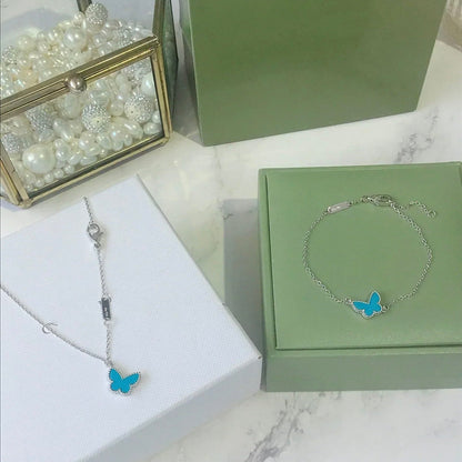 [Vellora Opalyn]BUTTERFLY TURQUOISE BUTTERFLY BRACELET SILVER