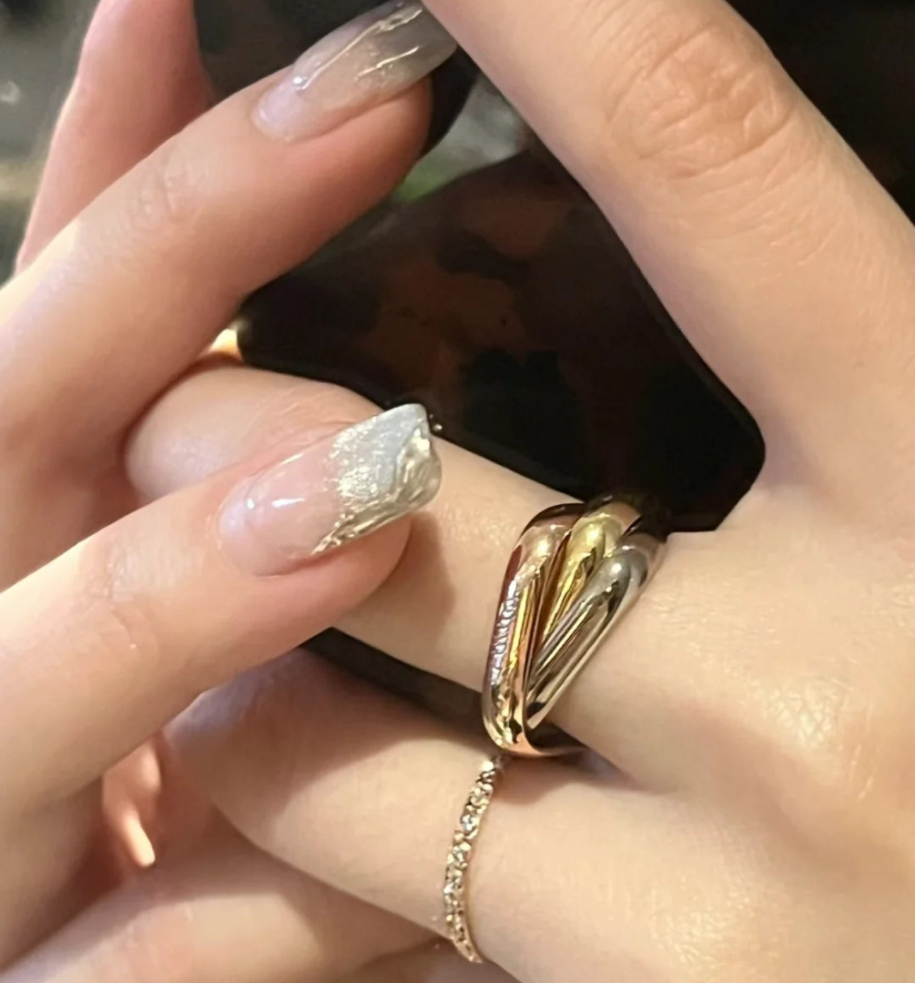 [Vellora Opalyn]TRINITY RING GOLD PINK GOLD SILVER