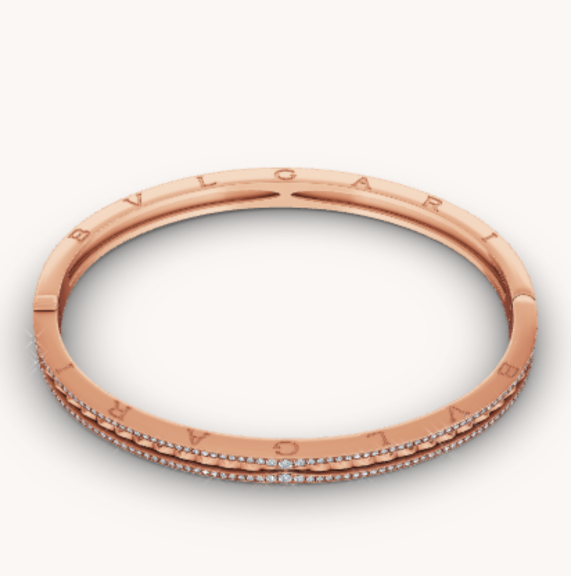 [Vellora Opalyn]ZERO 1 SPIRAL AND PAVED DIAMOND PINK GOLD BRACELET