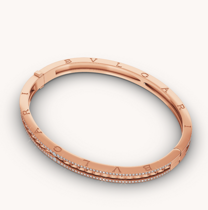 [Vellora Opalyn]ZERO 1 SPIRAL AND PAVED DIAMOND PINK GOLD BRACELET
