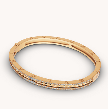 [Vellora Opalyn]ZERO 1 SPIRAL AND PAVED DIAMOND GOLD BRACELET