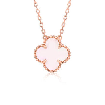 [Vellora Opalyn]CLOVER 15MM PINK MOTHER-OF-PEARL SINGLE FLOWER NECKLACE