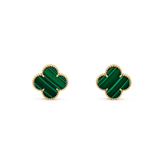 [Vellora Opalyn]CLOVER MINI 9.5MM MALACHITE  EARRINGS