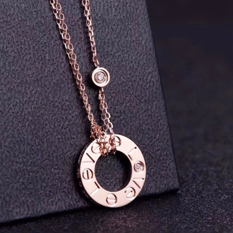 [Vellora Opalyn]LOVE NECKLACE 16MM 2 DIAMONDS
