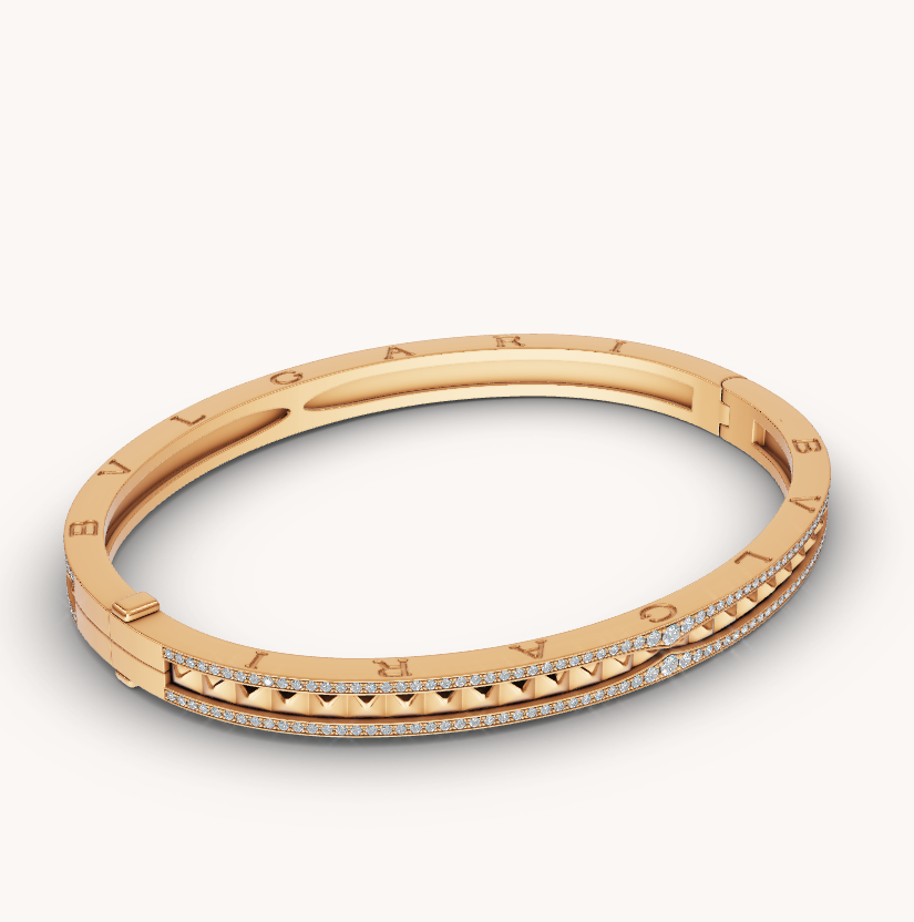 [Vellora Opalyn]ZERO 1 SPIRAL AND PAVED DIAMOND GOLD BRACELET
