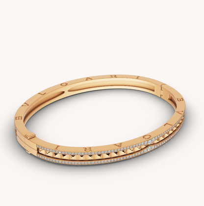 [Vellora Opalyn]ZERO 1 SPIRAL AND PAVED DIAMOND GOLD BRACELET
