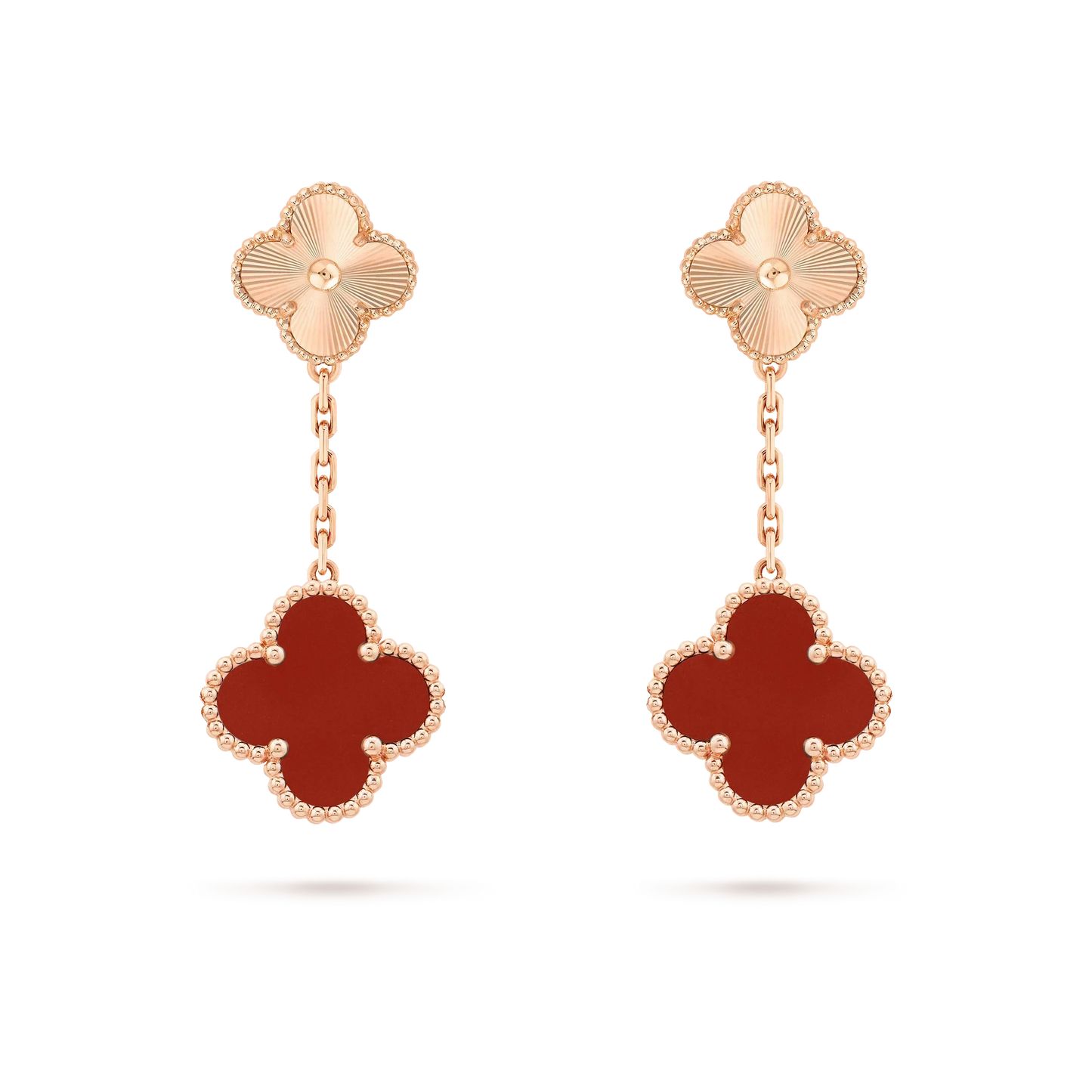 [Vellora Opalyn]CLOVER 2 MOTIF  LASER CARNELIAN EARRINGS