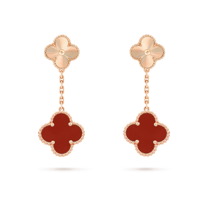 [Vellora Opalyn]CLOVER 2 MOTIF  LASER CARNELIAN EARRINGS