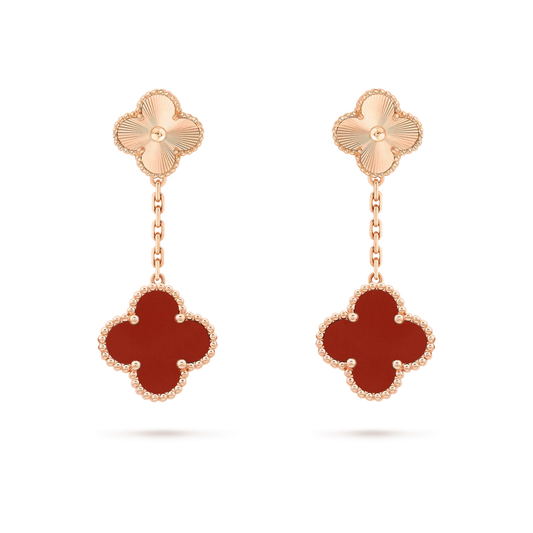 [Vellora Opalyn]CLOVER 2 MOTIF  LASER CARNELIAN EARRINGS