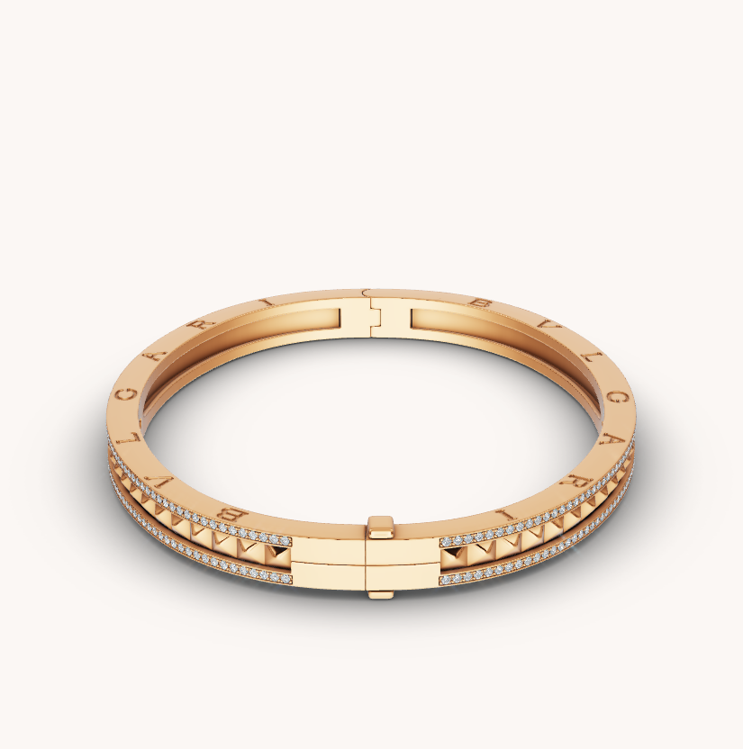 [Vellora Opalyn]ZERO 1 SPIRAL AND PAVED DIAMOND GOLD BRACELET