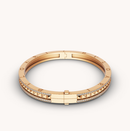 [Vellora Opalyn]ZERO 1 SPIRAL AND PAVED DIAMOND GOLD BRACELET