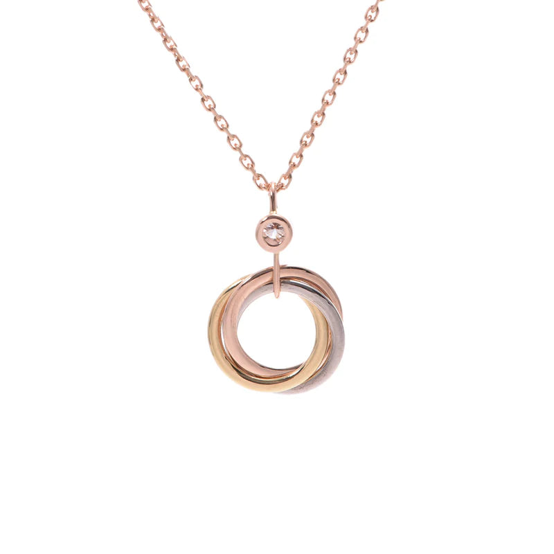 [Vellora Opalyn]TRINITY SILVER GOLD PINK GOLD NECKLACE