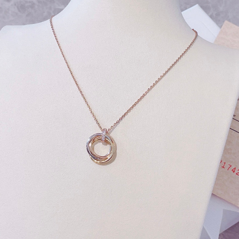 [Vellora Opalyn]TRINITY NECKLACE GOLD  DIAMONDS