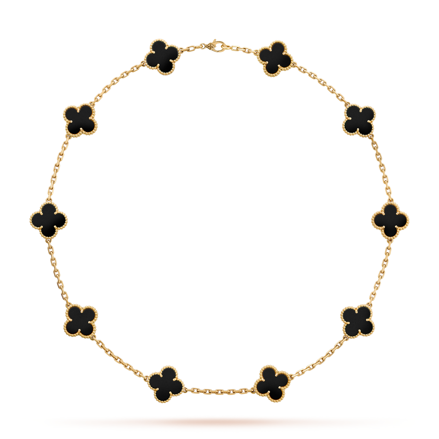[Vellora Opalyn]CLOVER 10 MOTIFS ONYX NECKLACE
