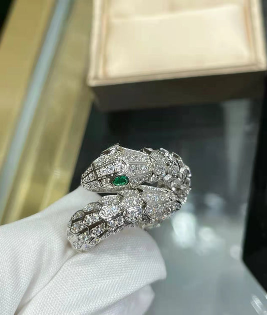 [Vellora Opalyn] QUEEN EMERALD SNAKE RING