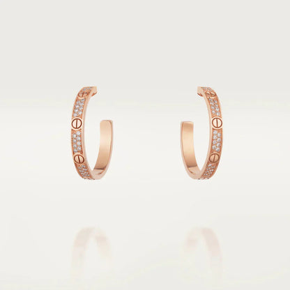 [Vellora Opalyn]LOVE DIAMOND PINK GOLD HOOP EARRINGS