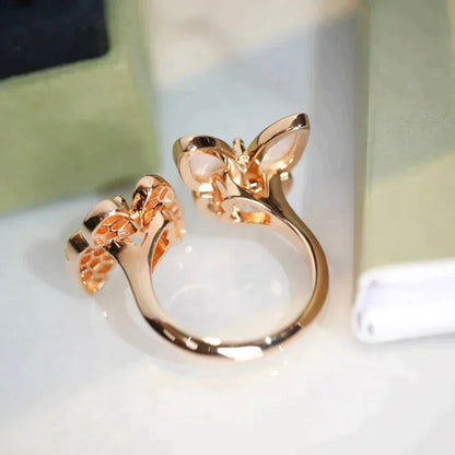 [Vellora Opalyn]TWIN BUTTERFLY DIAMOND MOP RING