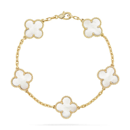 [Vellora Opalyn]CLOVER  5 MOTIF WHITE MOP BRACELET