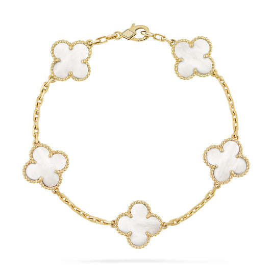 [Vellora Opalyn]CLOVER  5 MOTIF WHITE MOP BRACELET