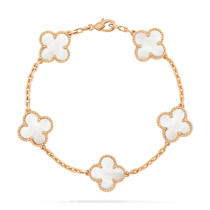[Vellora Opalyn]CLOVER  5 MOTIF WHITE MOP BRACELET
