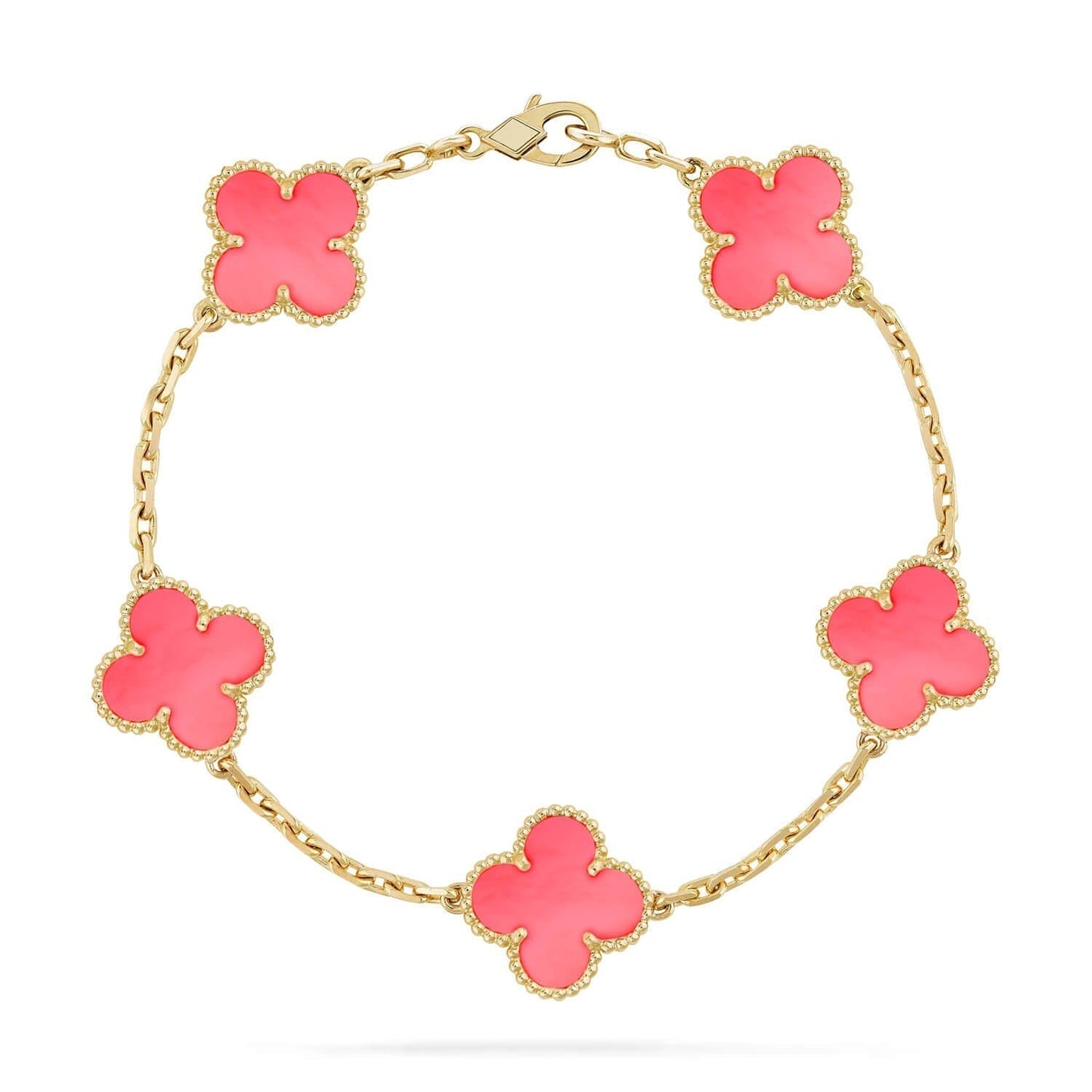 [Vellora Opalyn]CLOVER 5 PINK MOP BRACELET