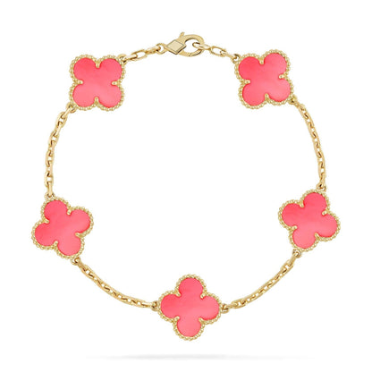 [Vellora Opalyn]CLOVER 5 PINK MOP BRACELET