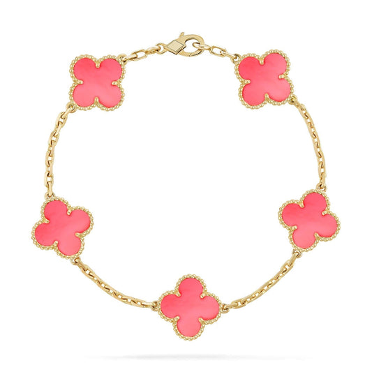 [Vellora Opalyn]CLOVER 5 PINK MOP BRACELET