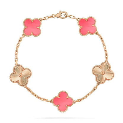 [Vellora Opalyn]CLOVER BRACELET 5 MOTIF PINK AND PINK GOLD