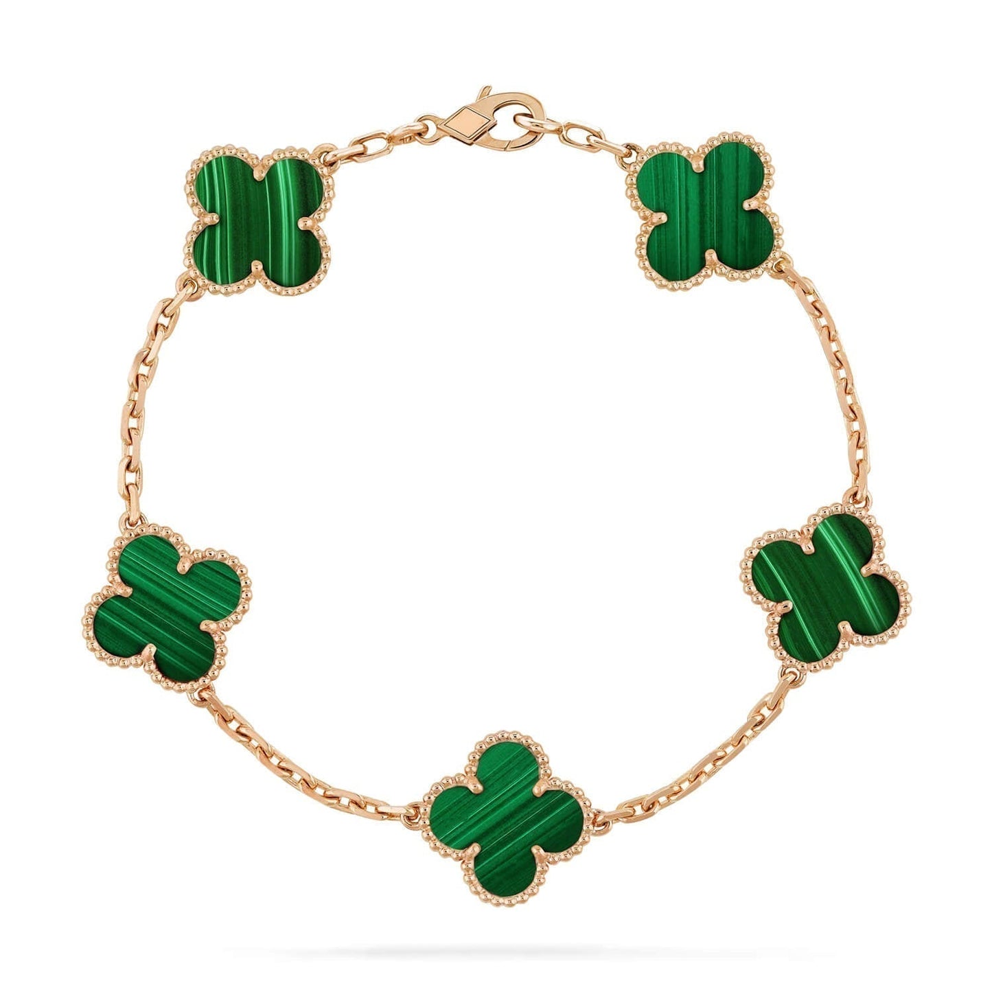 [Vellora Opalyn]CLOVER 5 MOTIFS MALACHITE BRACELET