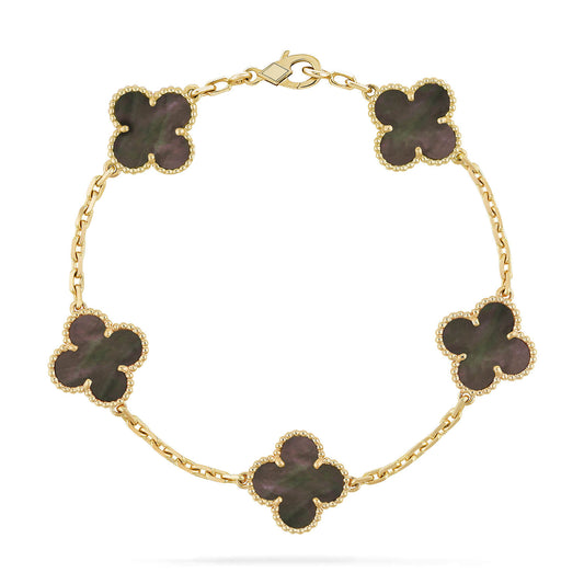 [Vellora Opalyn]CLOVER 5 MOTIF GRAY MOP  BRACELET