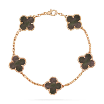 [Vellora Opalyn]CLOVER 5 MOTIF GRAY MOP  BRACELET