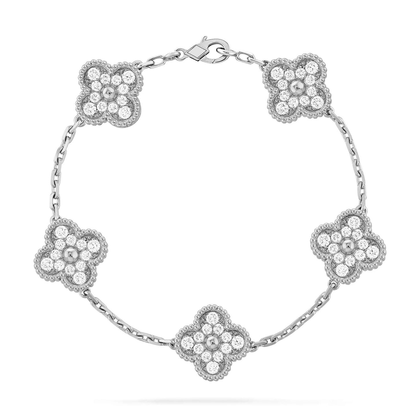 [Vellora Opalyn]CLOVER 5 MOTIFS  DIAMOND BRACELET SILVER