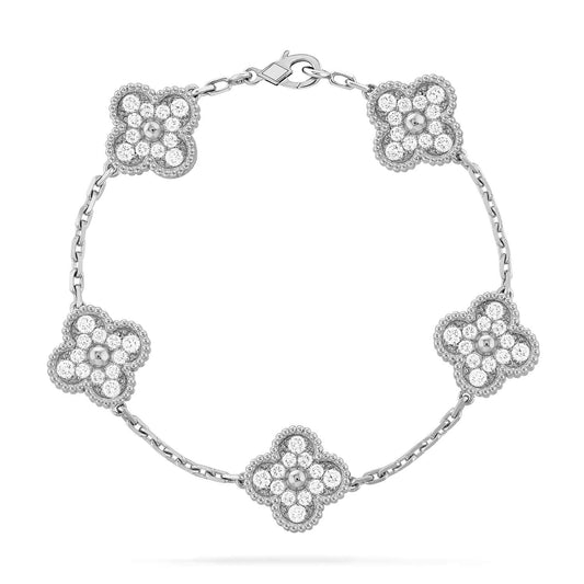 [Vellora Opalyn]CLOVER 5 MOTIFS  DIAMOND BRACELET SILVER