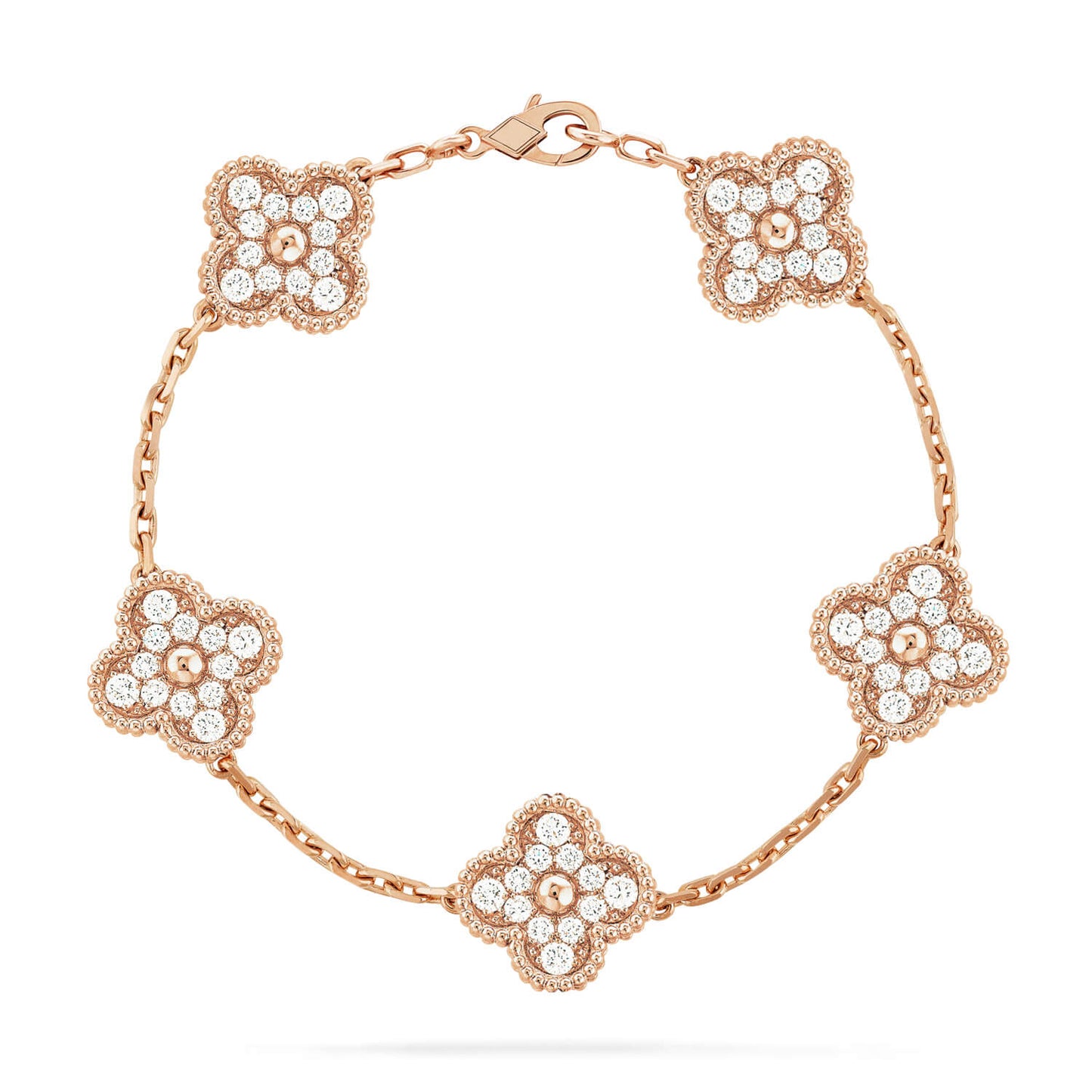[Vellora Opalyn]CLOVER 5 MOTIFS  FULL DIAMOND BRACELET