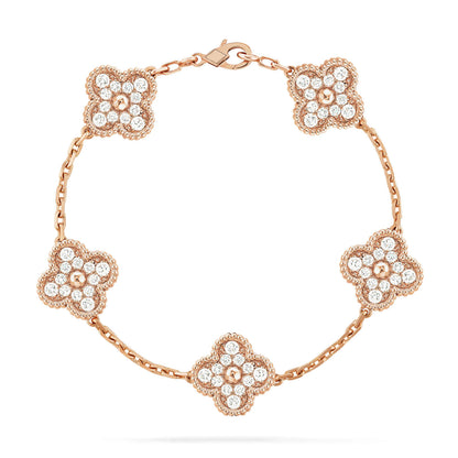[Vellora Opalyn]CLOVER 5 MOTIFS  FULL DIAMOND BRACELET