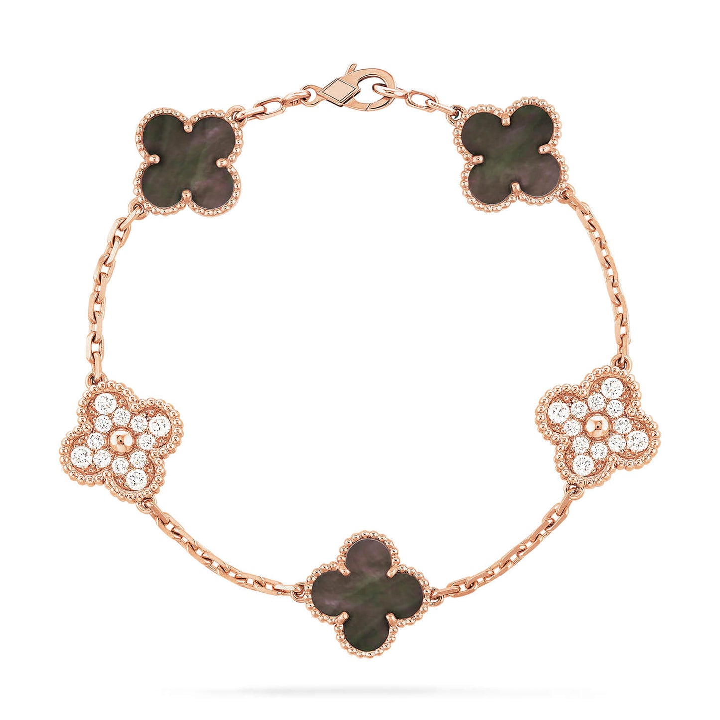 [Vellora Opalyn]CLOVER 5 MOTIF GRAY MOP DIAMOND BRACELET