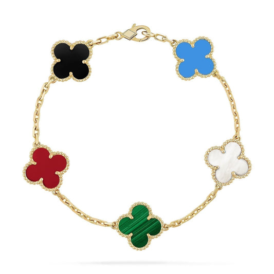 [Vellora Opalyn]CLOVER 5 MOTIFS MULTICOLOR  BRACELET