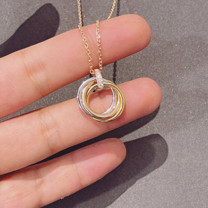 [Vellora Opalyn]TRINITY NECKLACE GOLD  DIAMONDS